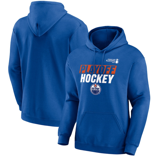 Men's Royal Edmonton Oilers 2025 Stanley Cup Playoffs Breakout Fleece Pullover Hoodie